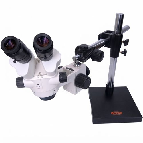 Omano OM2300S-V10 Zoom Stereo Microscope, Single-Arm Boom Stand